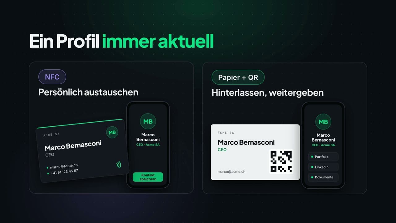 Die zwei Leben der Visitenkarte: NFC und Papier mit QR